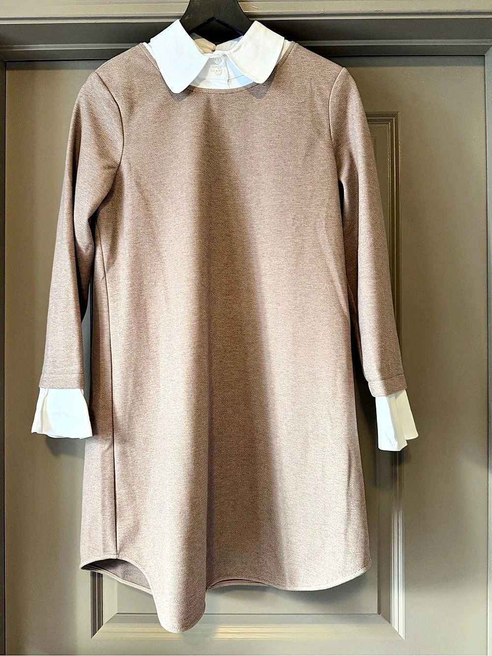 Collared Mini Dress in Brown & White NWT